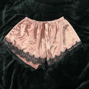 pink satin pajama shorts